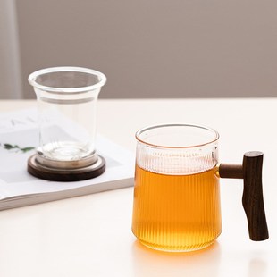 耐热玻璃茶杯茶水分离办公杯家用泡茶杯子大容量个人水 O&日式