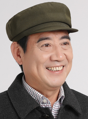 老式中山帽子军绿色春夏天中老年马裤呢平顶帽子男士爷爷帽青年帽