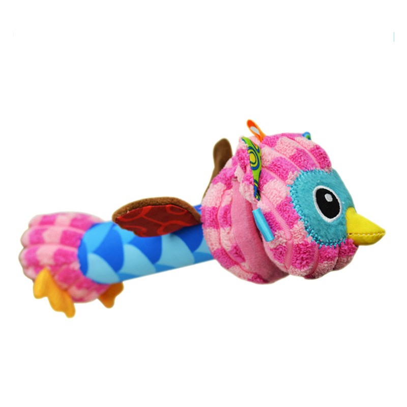 Mirror Plush Handbells  Baby Rattles Cartoon Animal BB Toy S