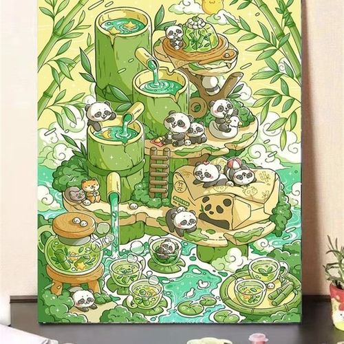 数字油画2023新款客厅三联油彩画diy填色画高端手工高级感丙烯画