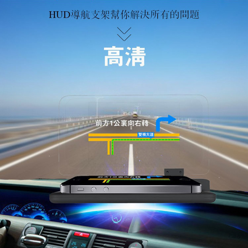 新品HUD抬头显示器支架手机HUD导航支架反光板反射板通用高清平视
