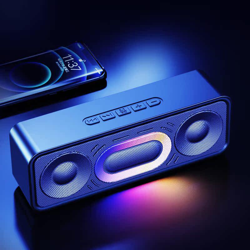 蓝牙音箱家用无线小音响小型低音炮超重低音大音量七彩灯音响插卡