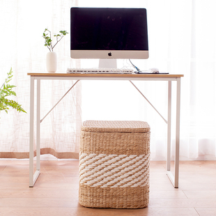 新款草编换鞋凳实木储物凳子可坐人有盖整理藤编收纳箱搁脚沙发凳