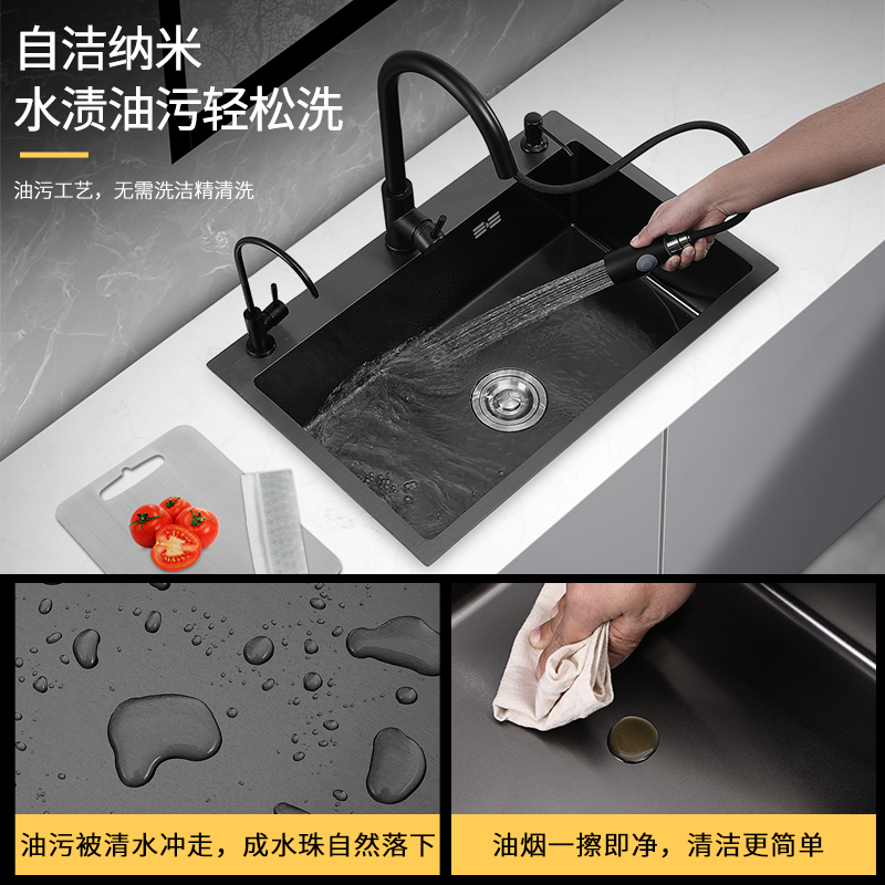 手工洗菜盆水槽 单槽厨房家用304不锈钢小号洗碗池套餐45x40x50