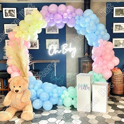 92pcs Macaron Blue Wedding Party Backdrop Baby Shower Arch W