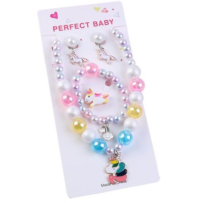 极速Newest unicorn colorful bead necklace bracelet set for k