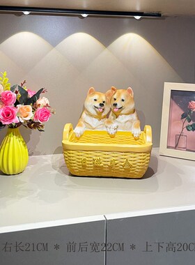 速发招财狗猫玄关钥匙收纳筐摆件门口鞋柜家居客厅托盘装饰品寓意