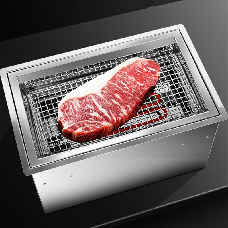 无烟电烤炉商用日式烧肉炉嵌入式电烤H肉炉韩式下排烟方形电烧烤