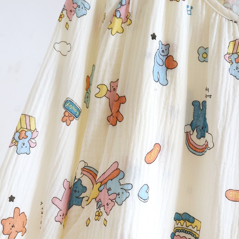 纯棉纱布哺乳睡裙秋季长袖孕妇睡衣待产月子服产后喂奶进产房产妇