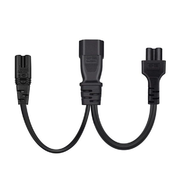 极速3-Prong C14 to C5+C7 Connector Adapter Cord Male Plug to