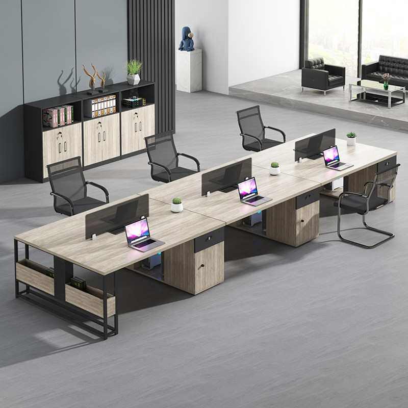 员工办公桌椅组合简约现代职员桌四人位4/6/8人带屏风带柜抽屉