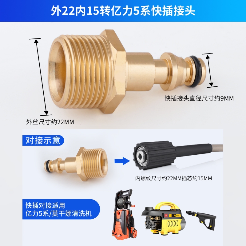 极速。亿力4系5莫甘娜快插高压水枪头家用洗车机喷头刷车泵专用配