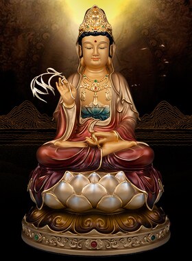 纯铜彩绘释迦牟尼佛观音菩萨地藏王弥勒佛三宝佛娑婆西方三圣摆件