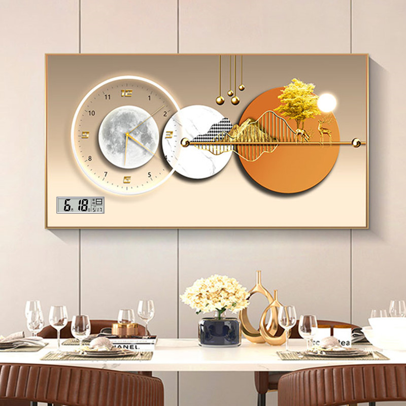 晶瓷挂钟装饰画客餐厅大日历轻奢静音免打孔壁挂现代创意时尚新品图片