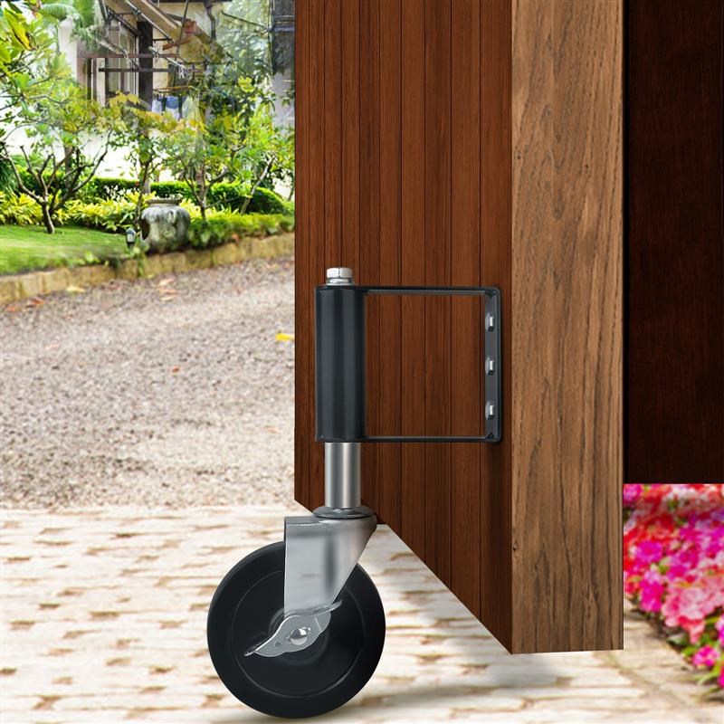 耐磨大门弹簧减震轮 工业重型万向轮子带刹车 承重实心4寸5寸脚轮