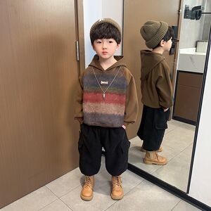 速发儿童装男童春装套装2024新款春秋季卫衣两件套时髦韩版痞帅洋
