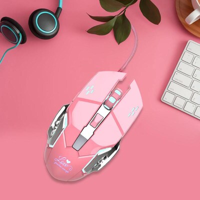 USB Wired Gaming Mouse 3200DPI 6 Buttons Gamer Mouse Pink Mi