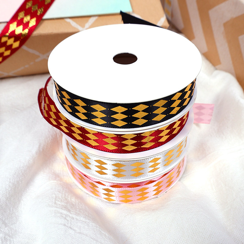 丝带缎带打蝴蝶结烫金菱形彩带礼品包装配件蛋糕装饰礼物包装diy