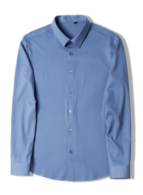 LUUD 工艺压边衬衫英伦风男士商务职业寸衣免烫抗皱长袖衬衣