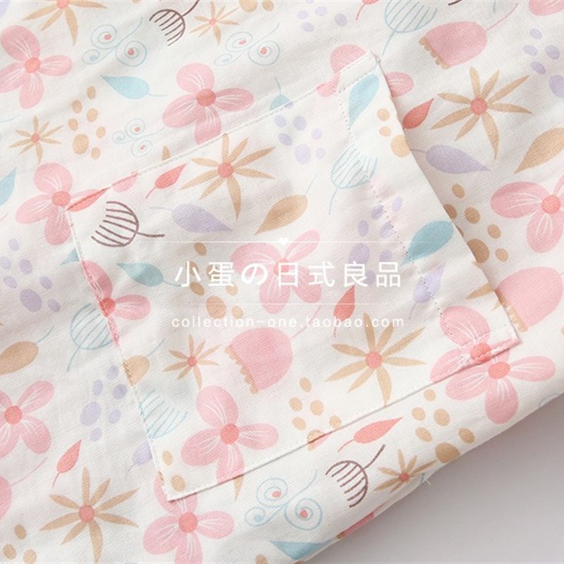 春夏全棉双层纱布日系女士长袖和风和服汗蒸服浴衣.睡衣家居服