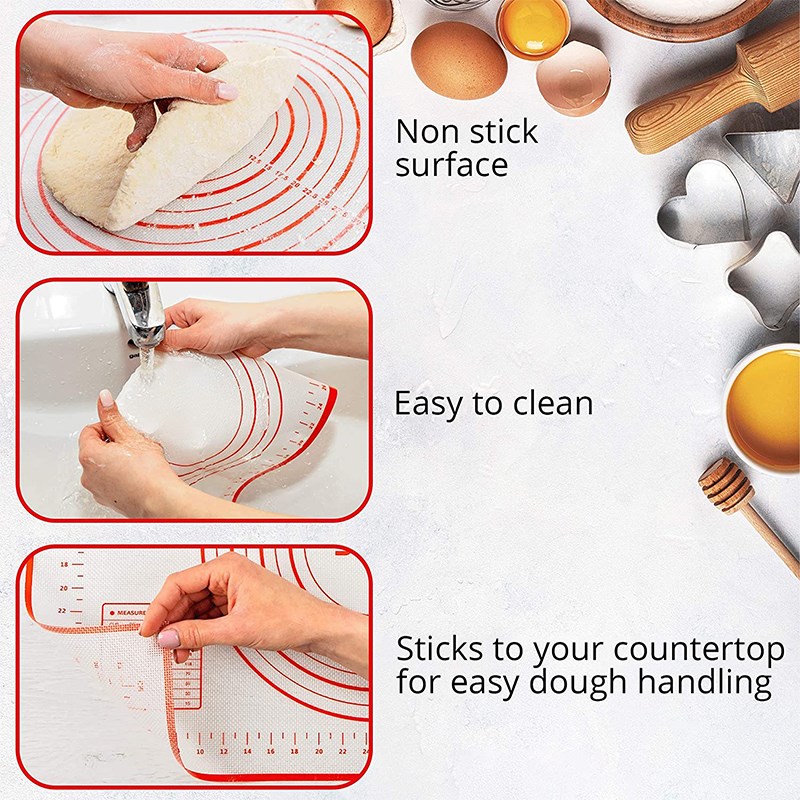 Kneading Pad Non Stick Silicone Baking Mat with Scale Knead