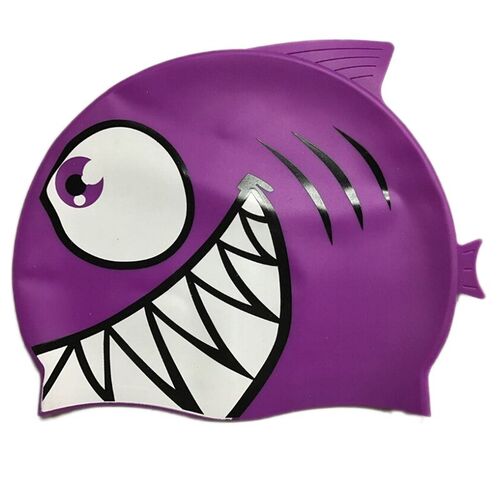 Child Kids Silicone Swimming Cap Cartoon Shark Elastic Swim