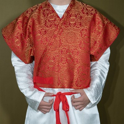 惜物国风馆 唐制交领汉服织锦宝相团花半袖唐半臂唐圆领袍打底衫