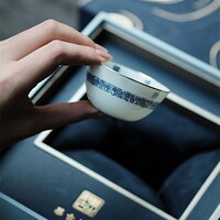 不亦室 慕古呈今手作茶杯 瓷泥薄胎青花主人杯包銀口臥足杯