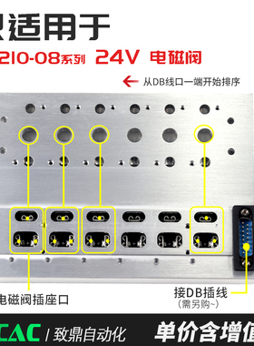 集线式气动电磁阀组总线阀板4V210-08 24V电磁阀汇流板集成阀岛