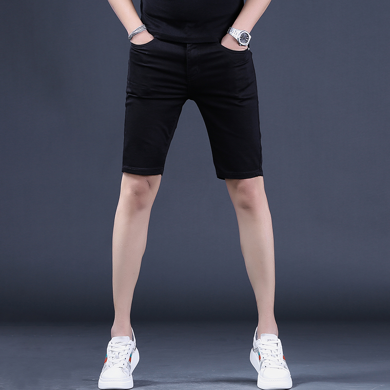 夏季薄款黑色牛仔短裤男士5五分马裤韩版潮牌弹力中裤子男高端潮