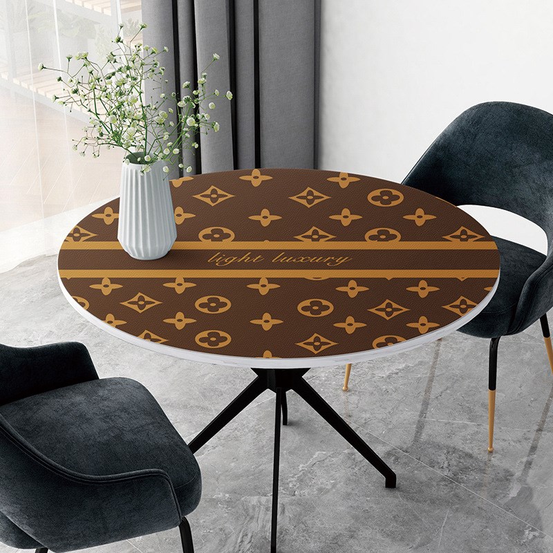 北欧轻奢皮革桌垫家用免洗防水x防油防烫圆形加厚tpu皮革桌垫桌布