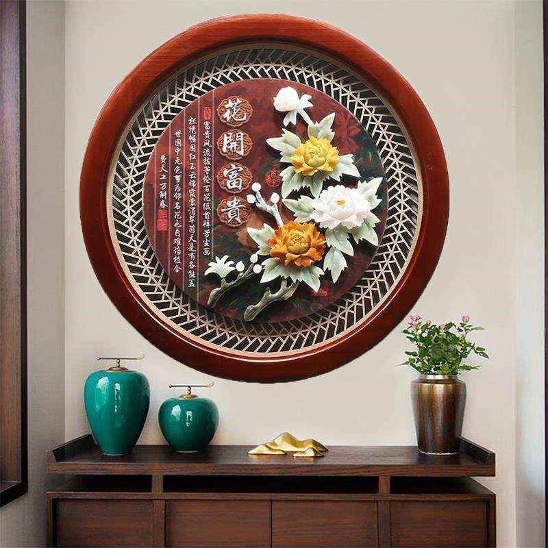 入户玄关挂画中式客厅装饰画沙发背景墙画餐厅壁画实木立体玉雕画,家居饰品,现代装饰画,淘宝优惠券,粉丝福利购,淘宝优惠卷