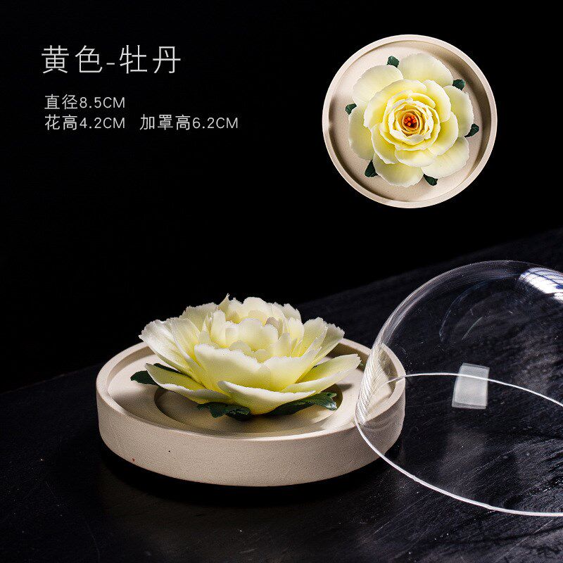 冰种纯手工陶瓷花莲花芍药迷你型客厅书H房办公桌香插扩香器礼品