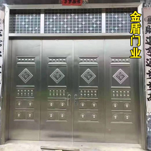 304不锈钢门农村厨房阳台玻璃加厚家用室外四开双开单开不锈钢门