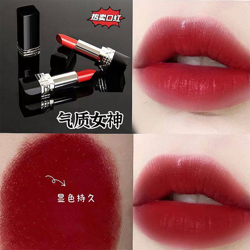 正红色女士口红不釉哑光雾面掉沾杯不唇色滋润显白平价迷人女人味