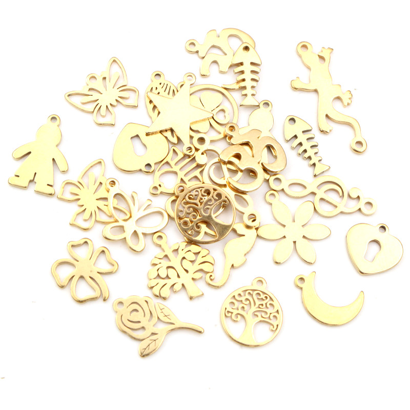 速发10pcs/lot 316 Stainless Steel Gold Plated ree Moon Butt