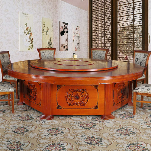 酒店电动餐桌 饭店包厢圆餐桌 饭厅电动火锅桌 10人20人大餐桌