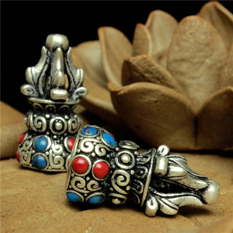 diy复古银做旧款藏银配件景泰蓝佛塔三k通佛头佛珠手串手链配饰品