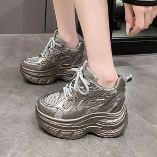 女百搭松糕运动休闲鞋 厚底高跟老爹鞋 9cm内增高女鞋 2024秋冬新款