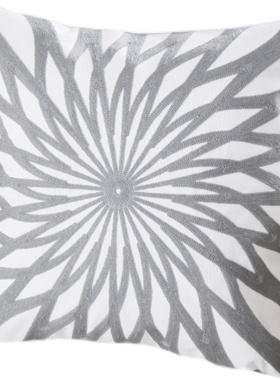 纯棉绣花抱枕套简约现代黄色灰色粉北欧毛巾绣客厅靠垫45x45pp棉