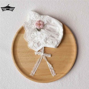 婴儿夏季帽子宝宝薄款儿童遮阳春秋蕾丝花边宫廷风公主0-3-6个月