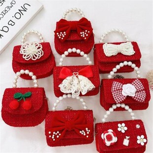 儿童包包女可爱g斜挎包时尚公主2023新款过年红色洋气拜年小孩钱