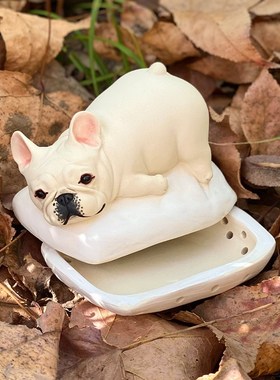 陶瓷法斗摆件手工桌面陶器法国斗牛犬周边可爱陶艺
