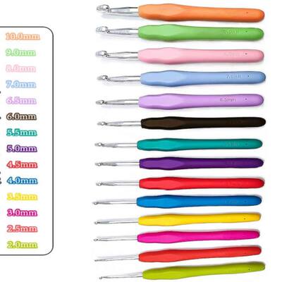 速发1pc/14pcs 2mm-10mm Colorful Soft Plastic Crochet Hook Se