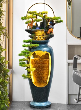 新中式禅意假山喷泉流水摆件店铺景观花瓶客厅办公室开业入户装饰