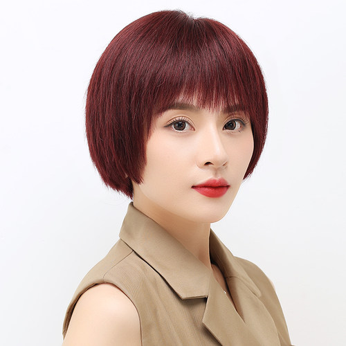 假发女短发真发全头套式真人发丝中老年妈妈真头发女士假发套自然