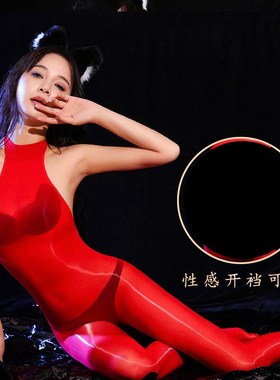 175CM150斤内挂脖油亮丝滑紧身包裹感连体丝马油丝袜连体衣