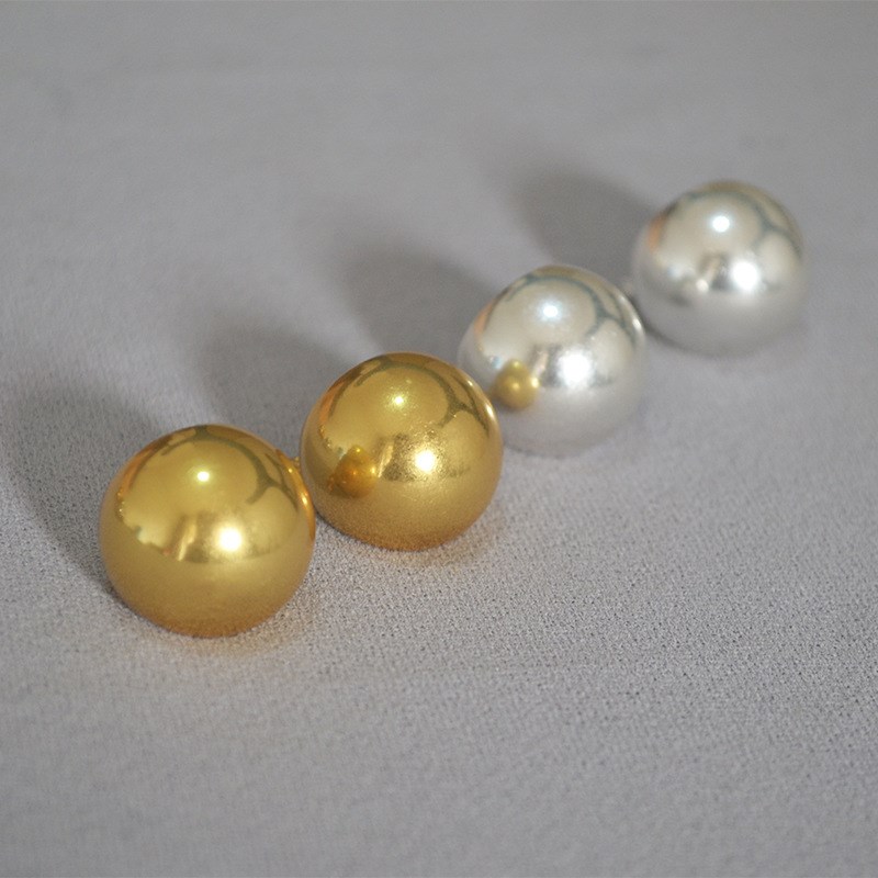 Celi风欧美复古夸张空v心圆球简约时髦气质黄铜镀金耳环耳饰女