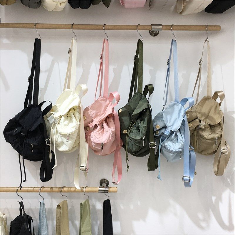 小脏柜 新款韩系小众时髦多口袋抽绳尼龙束口双肩包实用百搭背包
