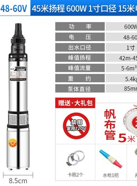 直流深井潜水泵家用井水2t4v48v72v高扬程水泵不锈钢深井泵